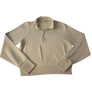 Danskin White Cropped 1/4 Zip Pullover Sweatshirt Active Sz Medium